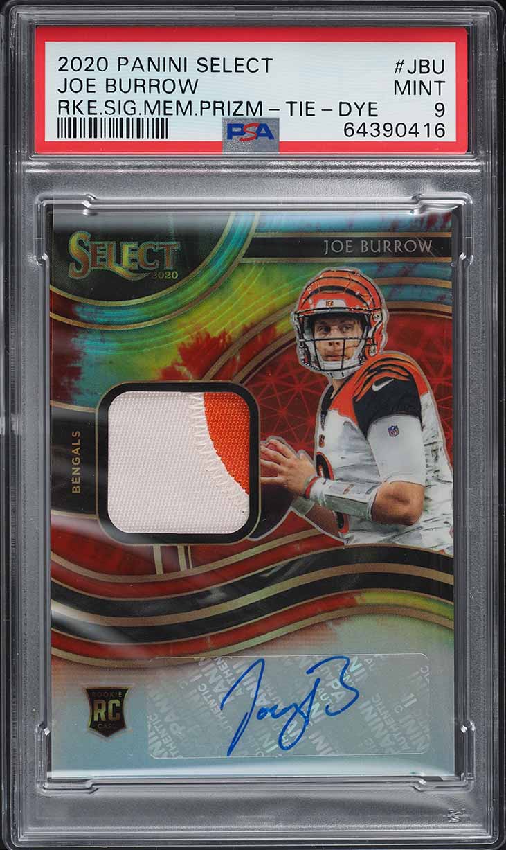 2020 Select Tie-Dye Prizm Joe Burrow RC PATCH AUTO JERSEY # 9/15