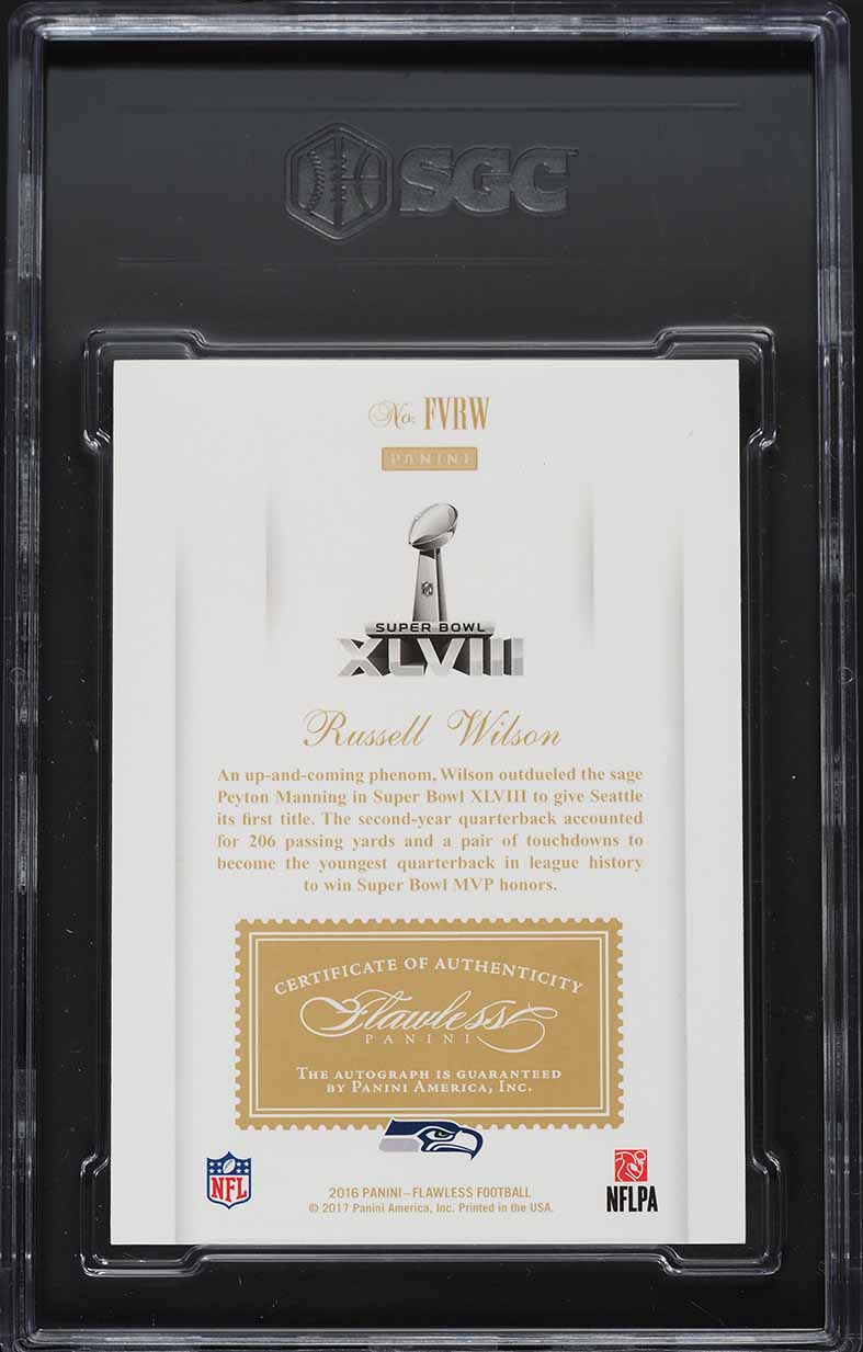 2016 Panini Flawless Victors Russell Wilson AUTO /5 #FVRW SGC 9.5