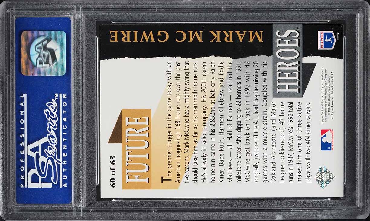 1993 Upper Deck Future Heroes Mark McGwire #60 PSA 8 NM-MT
