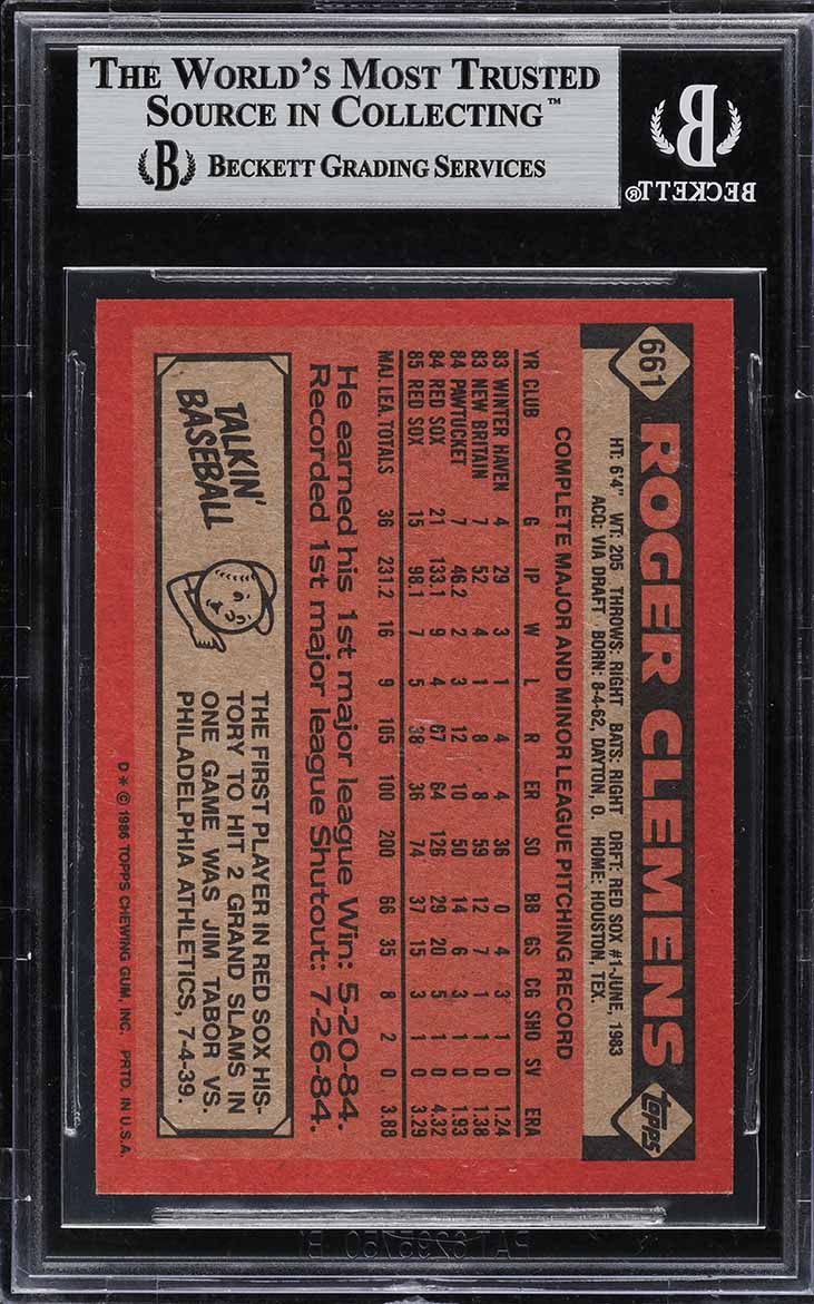 1986 Topps Roger Clemens #661 BGS 8.5 NM-MT+