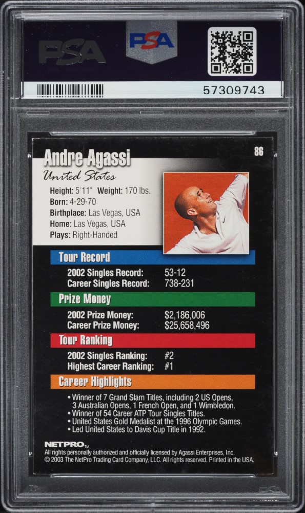 2003 Netpro Tennis Andre Agassi #86 PSA 7 NRMT