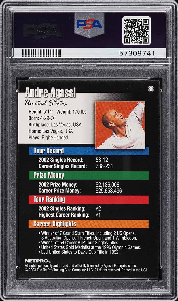 2003 Netpro Tennis Andre Agassi #86 PSA 7 NRMT