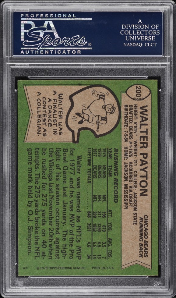 1978 Topps Football Walter Payton ALL-PRO #200 PSA 8 NM-MT