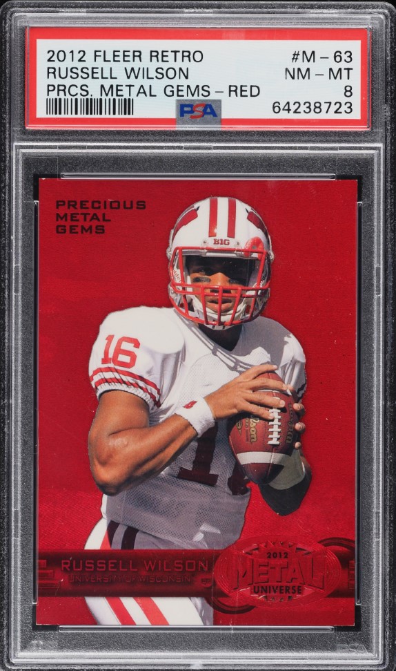 2012 Fleer Retro Precious Metal Gems PMG Red Russell Wilson ROOKIE /100 PSA 8
