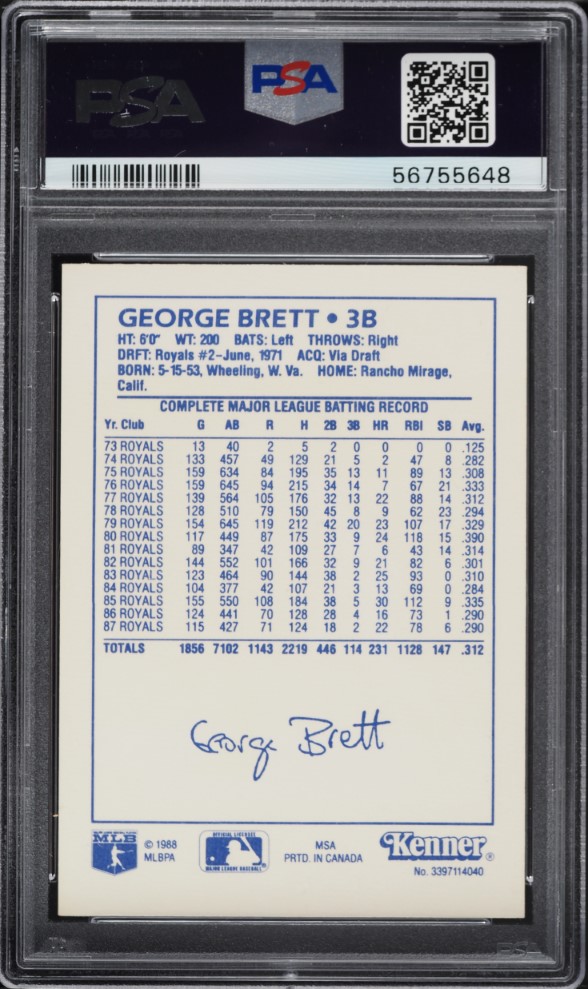 1988 Kenner Starting Lineup George Brett PSA 8 NM-MT