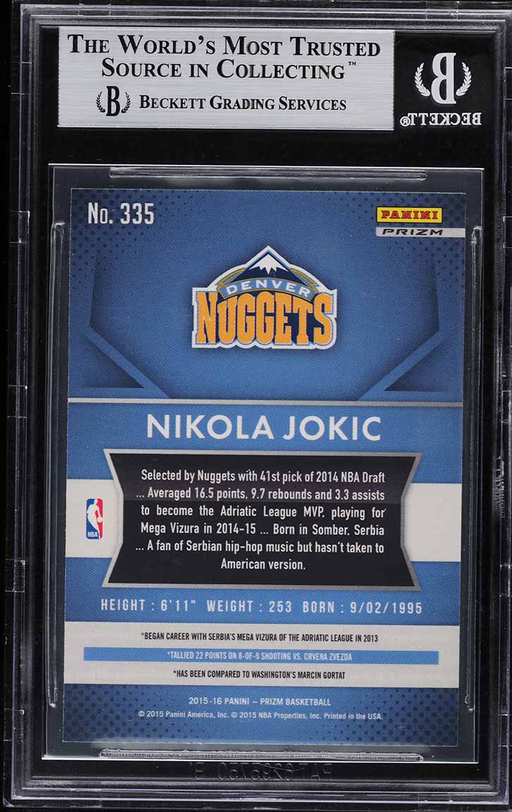 2015 Panini Prizm Orange Wave Prizms Nikola Jokic ROOKIE #335 BGS 9 MINT