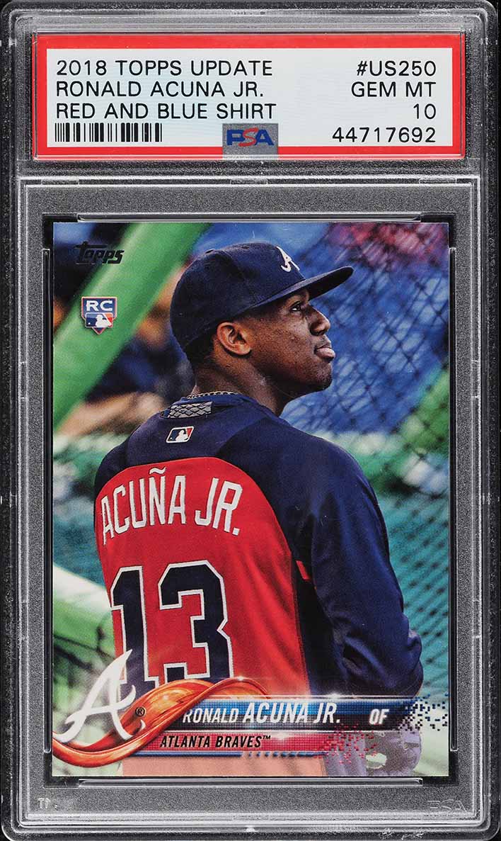 2018 Topps Update Red & Blue Shirt Ronald Acuna Jr. SP ROOKIE #US250 PSA 10 GEM