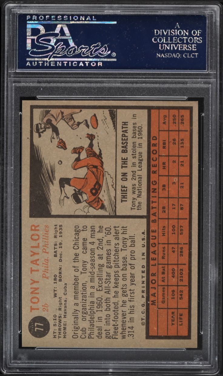 1962 Topps Tony Taylor #77 PSA 8 NM-MT