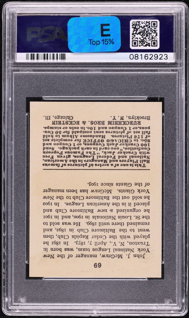 1915 Cracker Jack John McGraw #69 PSA 8 NM-MT