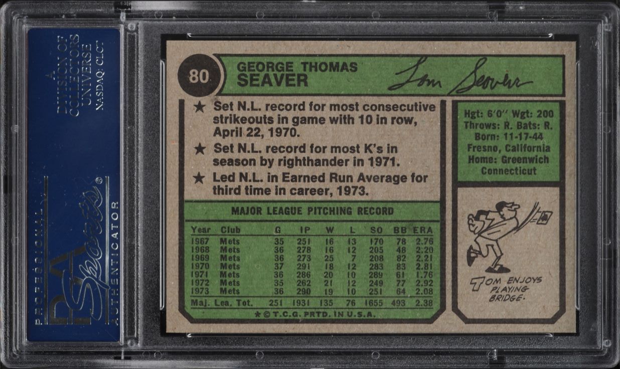1974 Topps Tom Seaver #80 PSA 10 GEM MINT