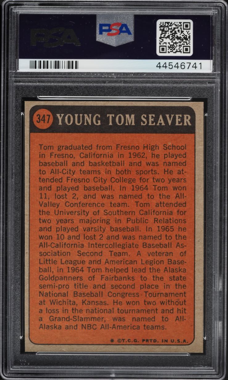 1972 Topps Tom Seaver BOYHOOD PHOTO #347 PSA 10 GEM MINT