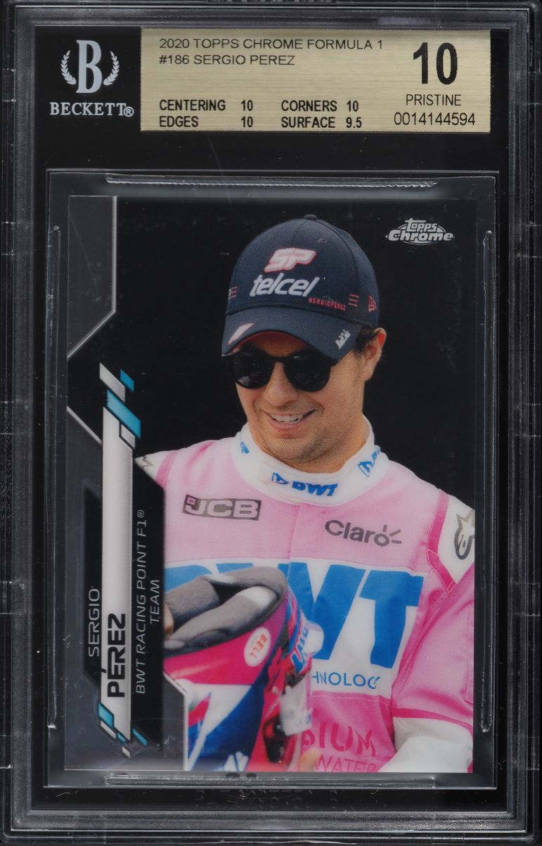 2020 Topps Chrome Formula 1 F1 Sergio Perez #186 BGS 10 PRISTINE