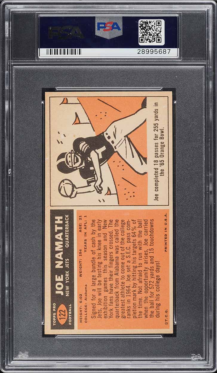 1965 Topps Football Joe Namath SP ROOKIE #122 PSA 6 EXMT