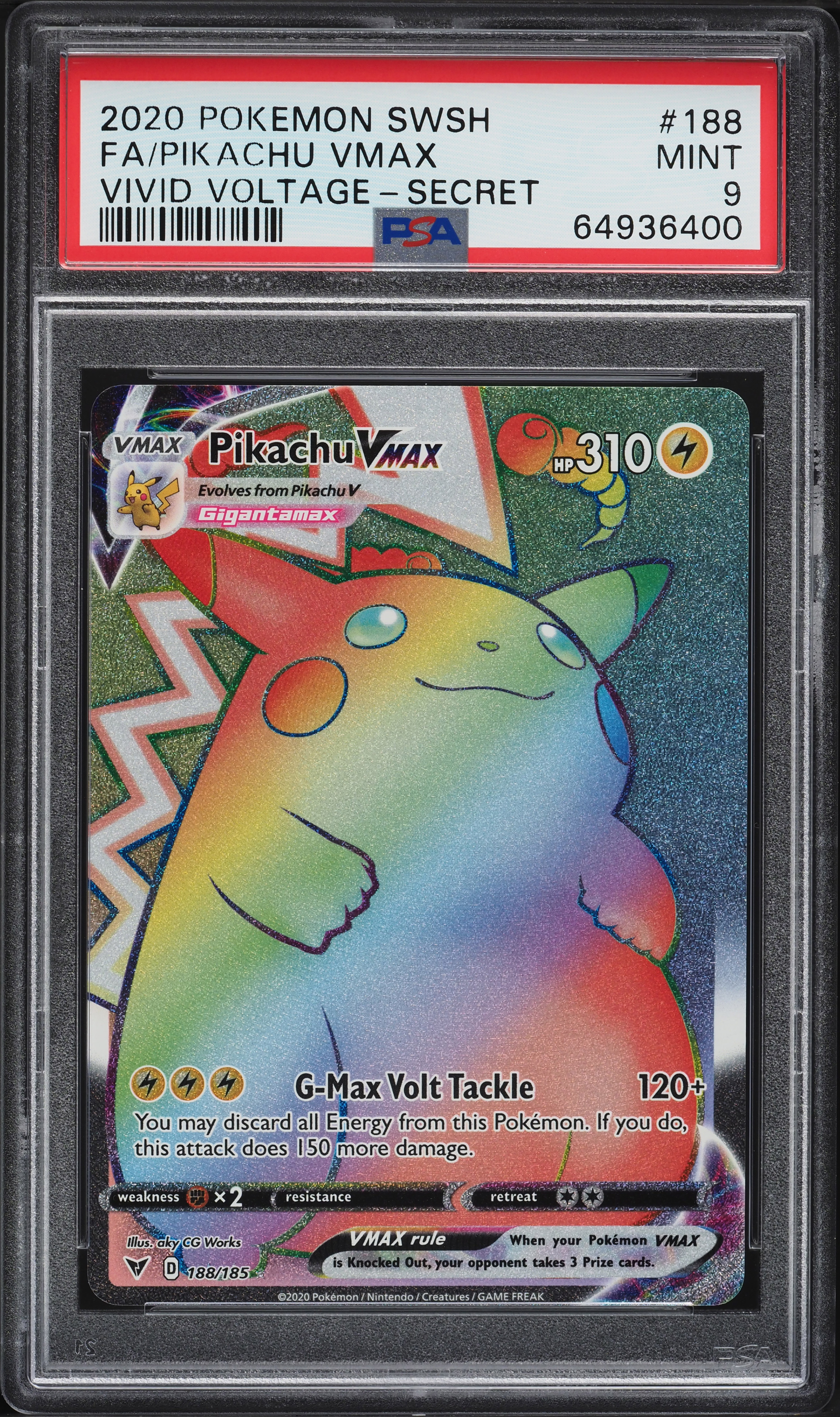 2020 Pokemon SWSH Vivid Voltage Hyper Rare Pikachu VMAX #188 PSA 9