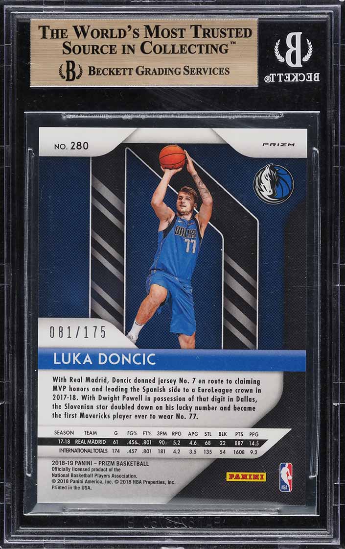 2018 Panini Prizm Fast Break Blue Luka Doncic ROOKIE /175 #280 BGS 9.5 GEM MINT