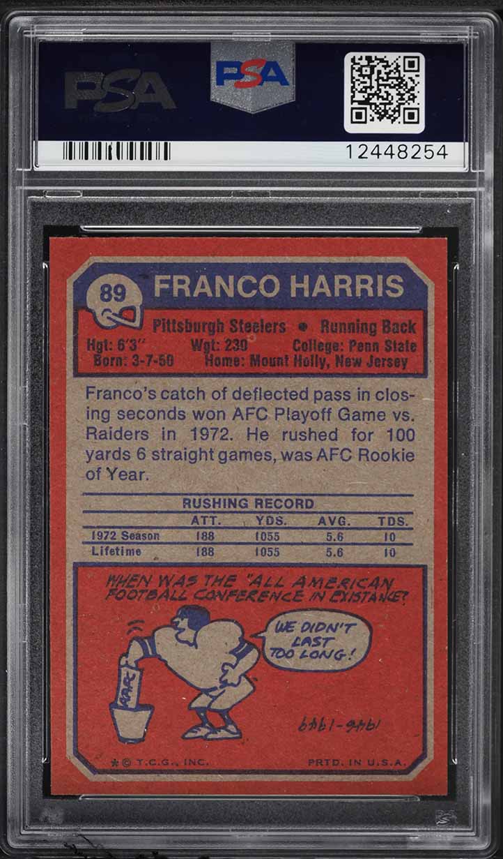 1973 Topps Football Franco Harris ROOKIE #89 PSA 9 MINT