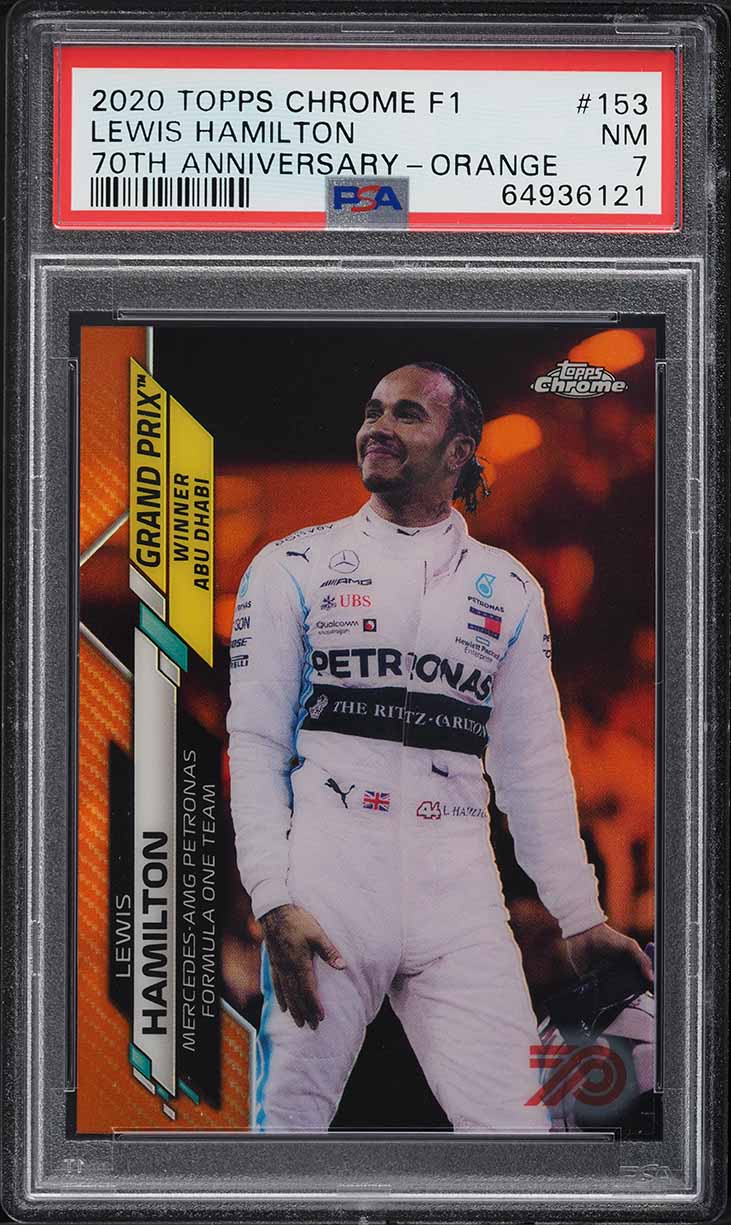 2020 Topps Chrome Formula 1 70th Anniversary Orange Lewis Hamilton #153 PSA 7