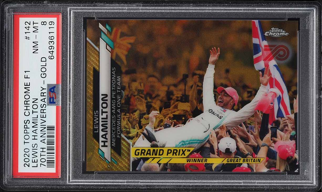 2020 Topps Chrome Formula 1 70th Anniversary Gold Lewis Hamilton #142 PSA 8