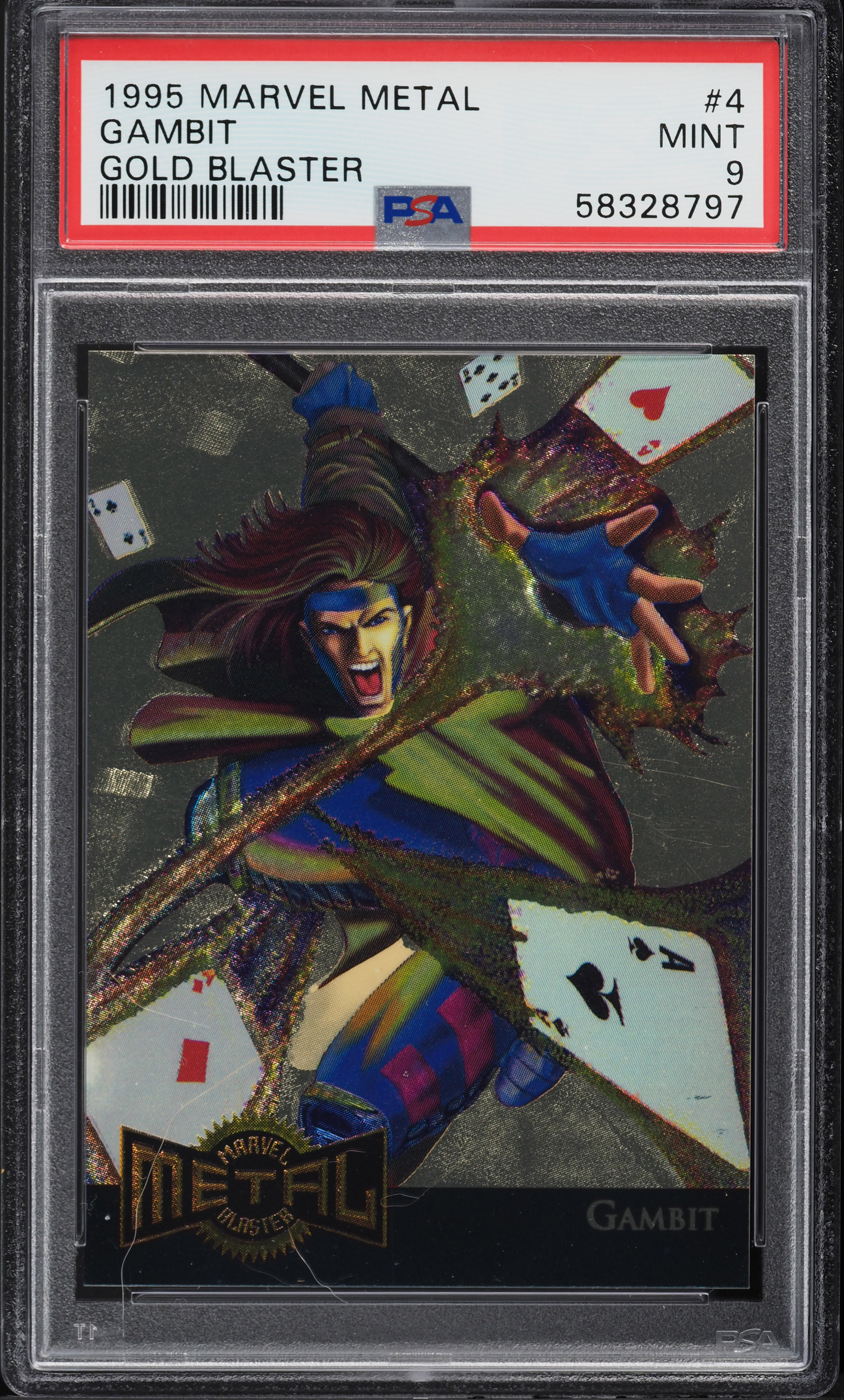 1995 Marvel Metal Blaster Gold Blaster Gambit #4 PSA 9 MINT on