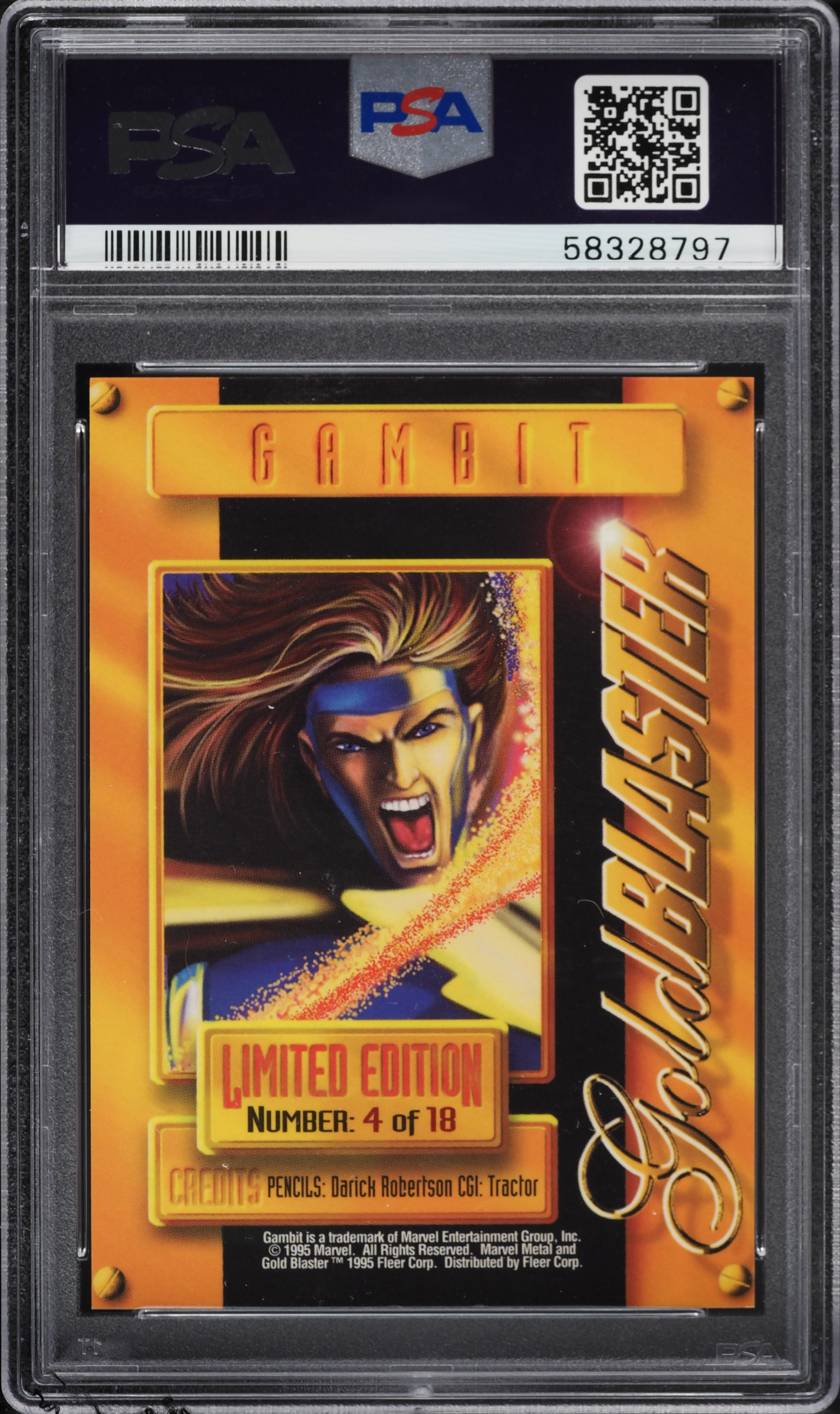 1995 Marvel Metal Blaster Gold Blaster Gambit #4 PSA 9 MINT on