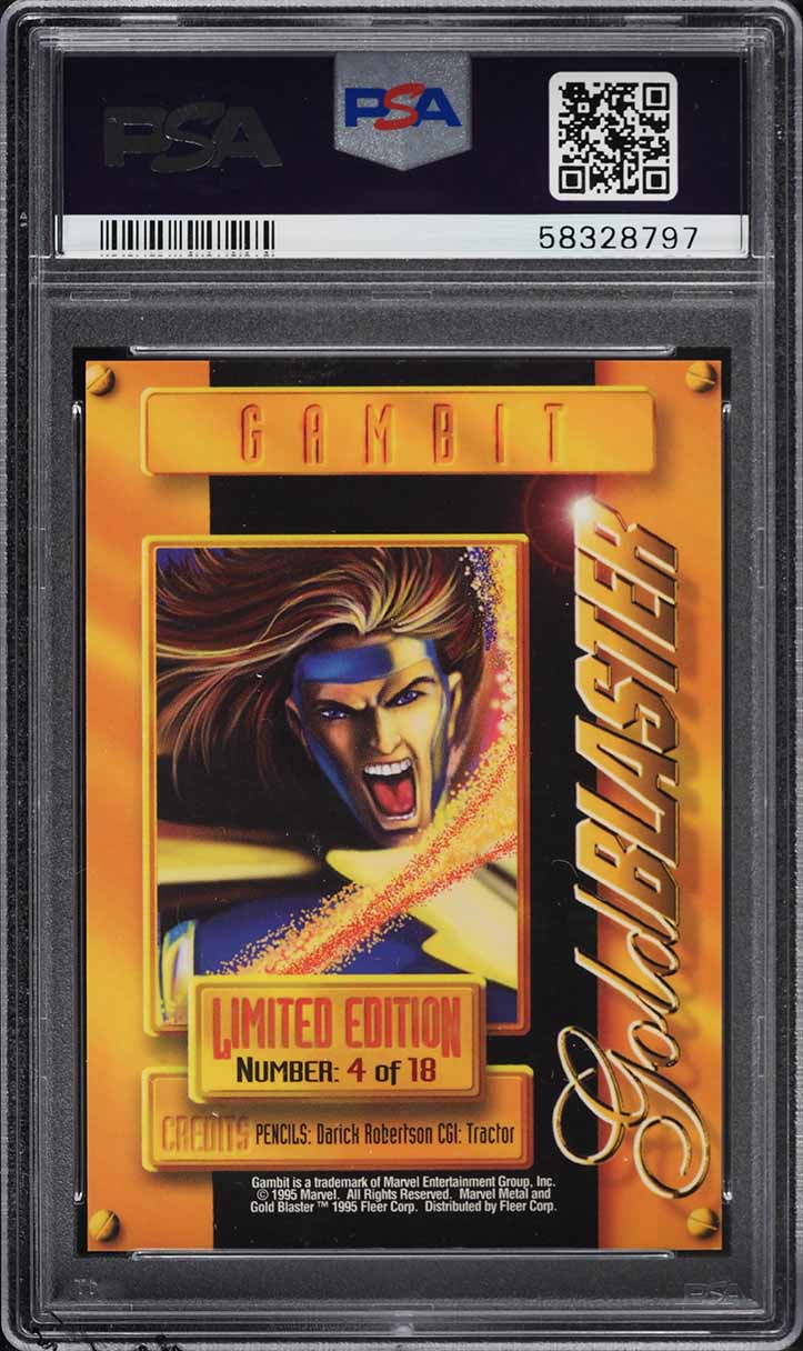 1995 Marvel Metal Blaster Gold Blaster Gambit #4 PSA 9 MINT on