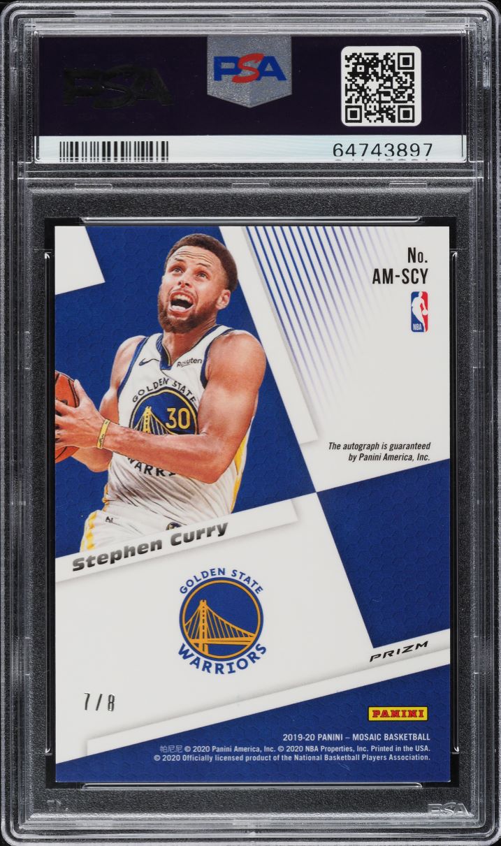 2019 Panini Mosaic Black Gold Choice Stephen Curry AUTO DNA 10 /8 PSA 9 MINT