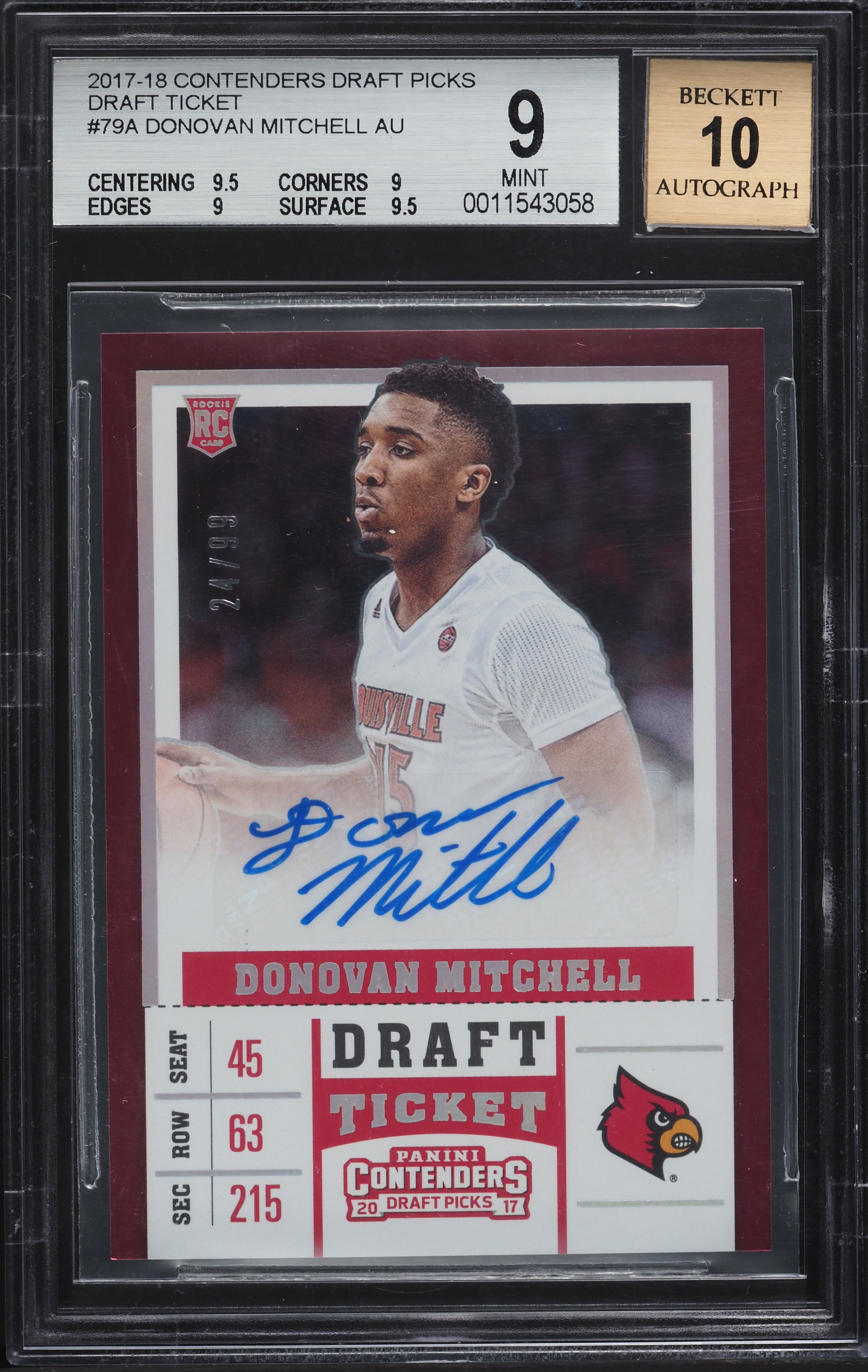 2017 Panini Contenders Draft Ticket Donovan Mitchell ROOKIE AUTO