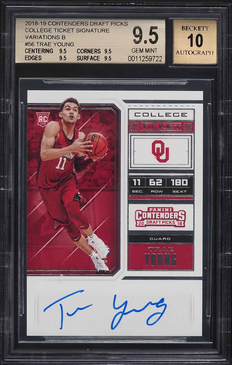 2018 Panini Contenders Draft Signature Variations Trae Young ROOKIE AUTO BGS 9.5