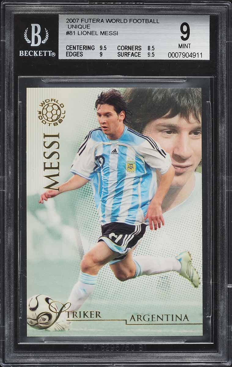 2007 Futera World Football Unique Lionel Messi #81 BGS 9 MINT on