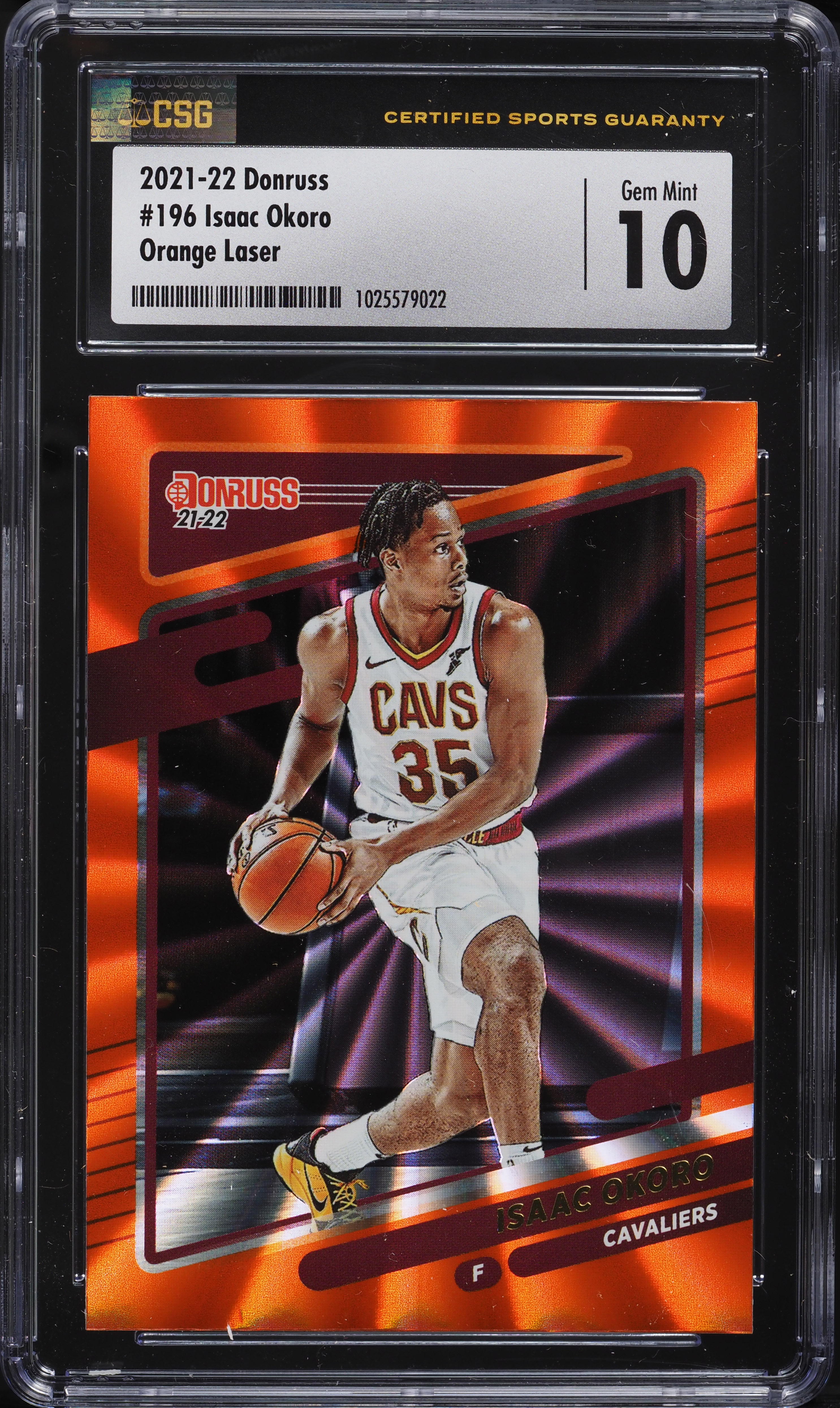 2021 Donruss Orange Laser Isaac Okoro #196 CSG 10 GEM MINT on