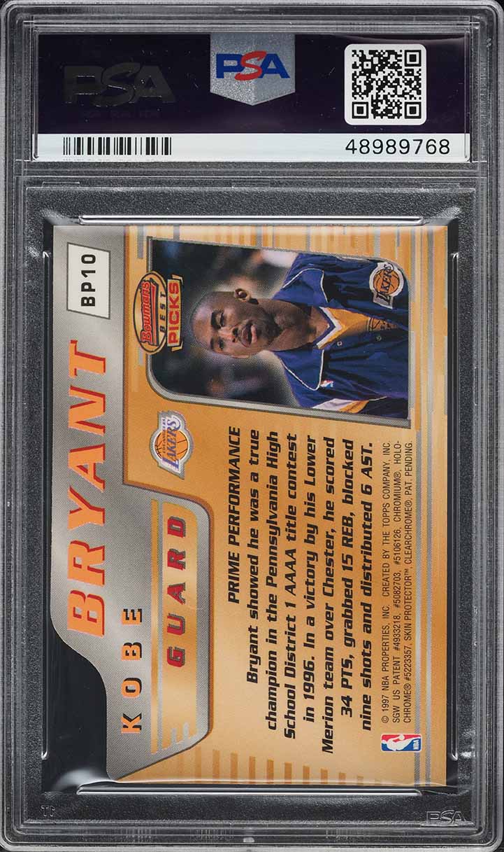 1996 Bowman's Best Picks Kobe Bryant ROOKIE #BP10 PSA 8 NM-MT