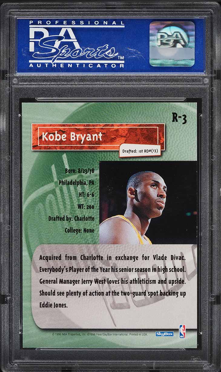 1996 Skybox Premium Prevue Kobe Bryant ROOKIE #R-3 PSA 8 NM-MT