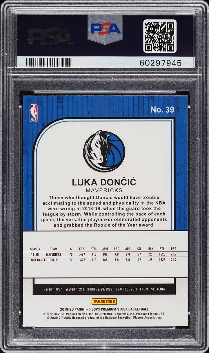 2019 Hoops Premium Stock Luka Doncic #39 PSA 9 MINT on Fanatics