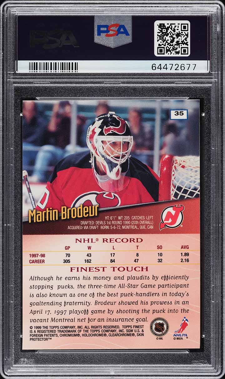 1998 Finest Hockey Martin Brodeur #35 PSA 10 GEM MINT