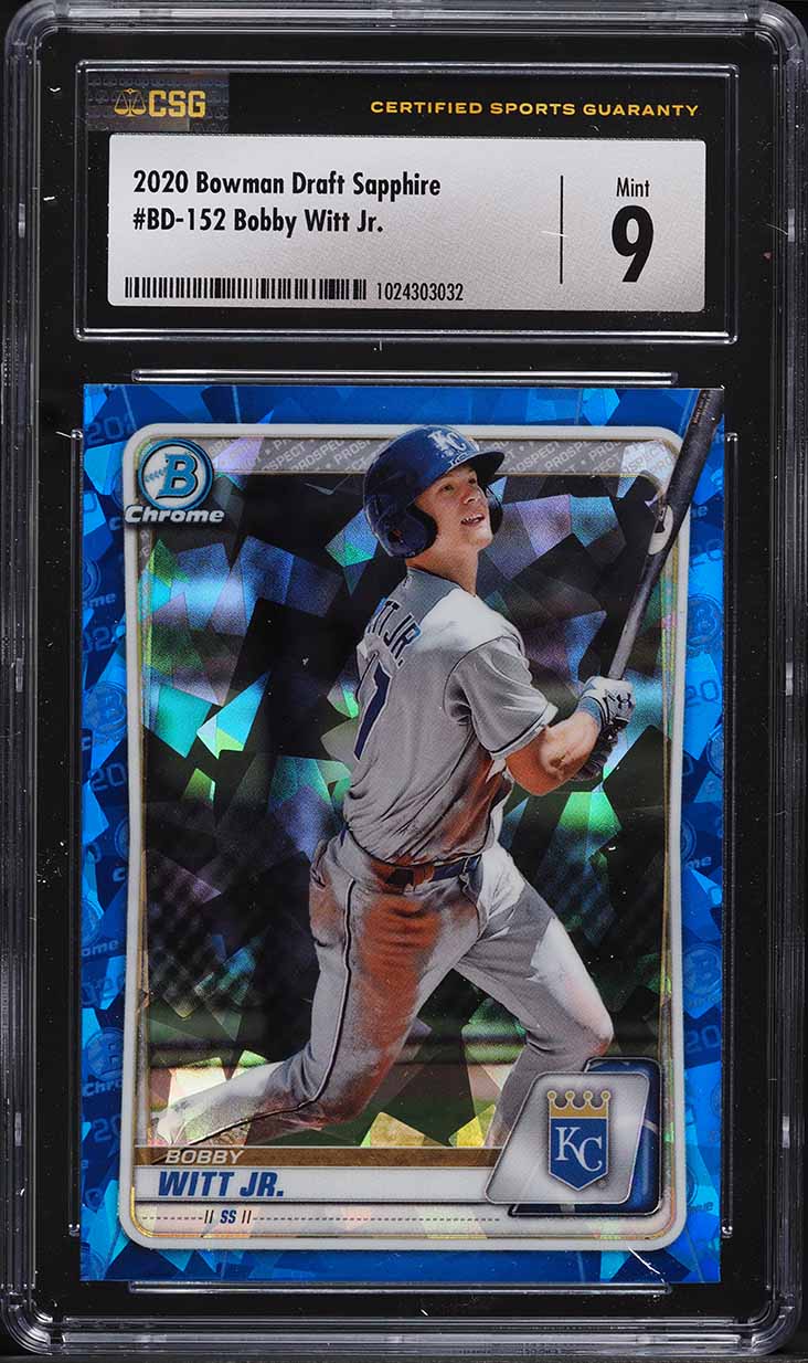 2020 Bowman Chrome Sapphire Bobby Witt Jr. ROOKIE #BD-152 CSG 9 MINT