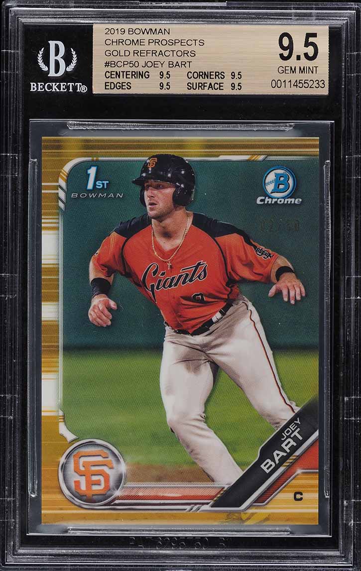 2019 Bowman Chrome Prospects Gold Refractor Joey Bart ROOKIE /50 