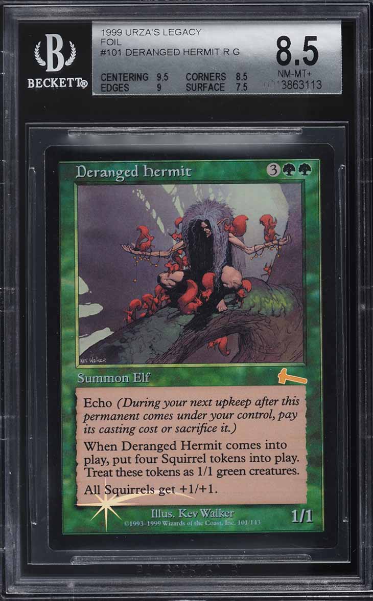 1999 Magic The Gathering MTG Urza's Legacy Foil Deranged Hermit R G #101 BGS 8.5