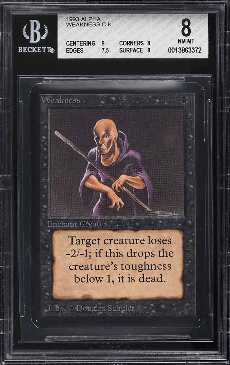 1993 Magic The Gathering MTG Alpha Weakness C K BGS 8 NM-MT