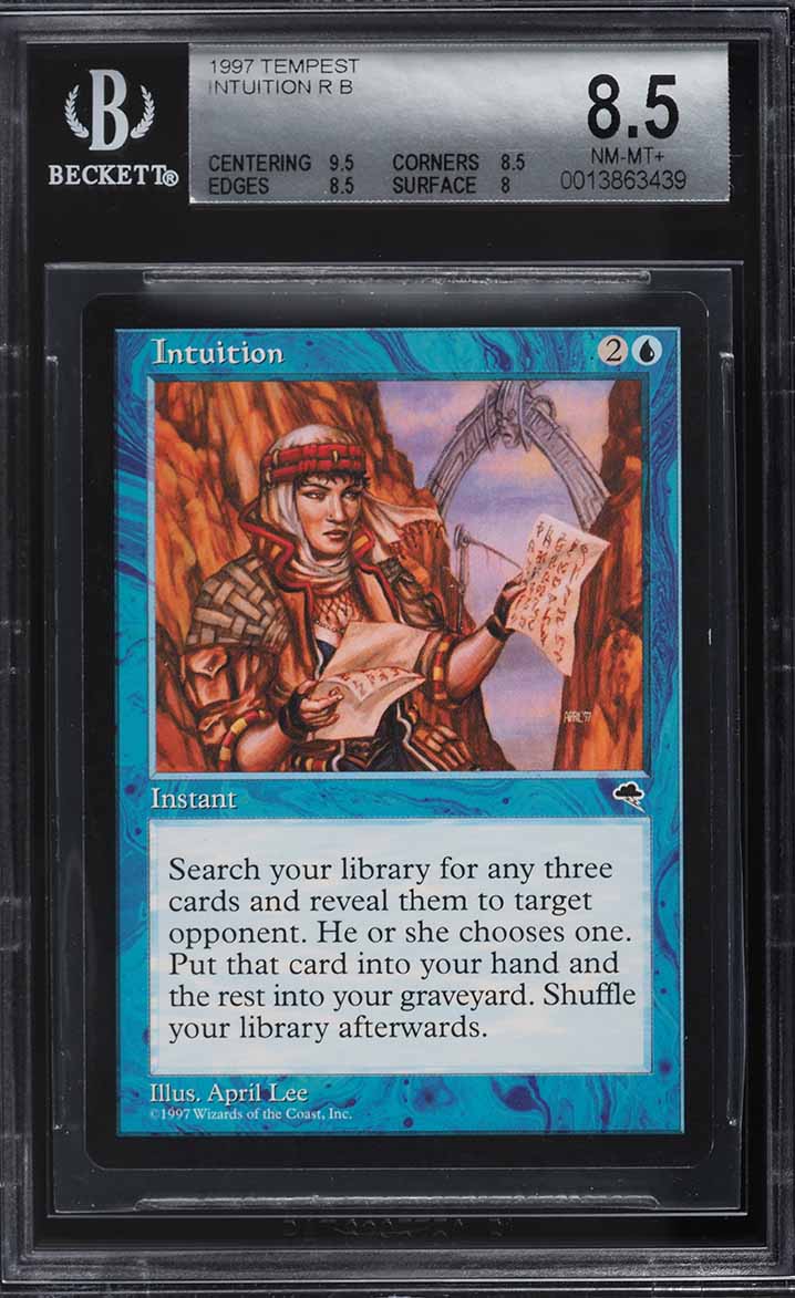 1997 Magic The Gathering MTG Tempest Intuition R B BGS 8.5 NM-MT+