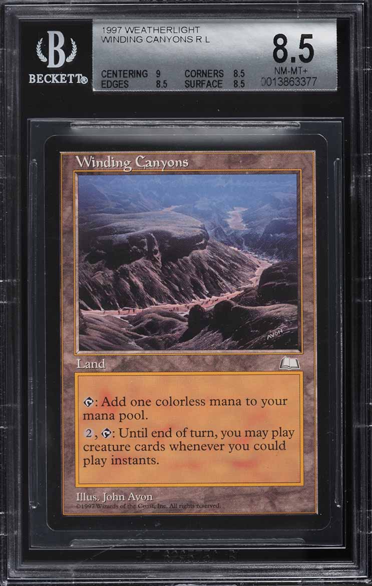 1997 Magic The Gathering MTG Weatherlight Winding Canyons R L BGS 8.5 NM-MT+