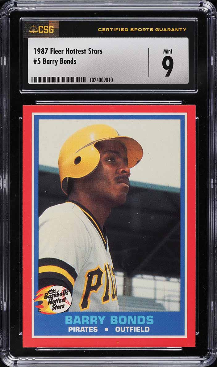 1987 Fleer Hottest Stars Barry Bonds ROOKIE #5 CSG 9 MINT