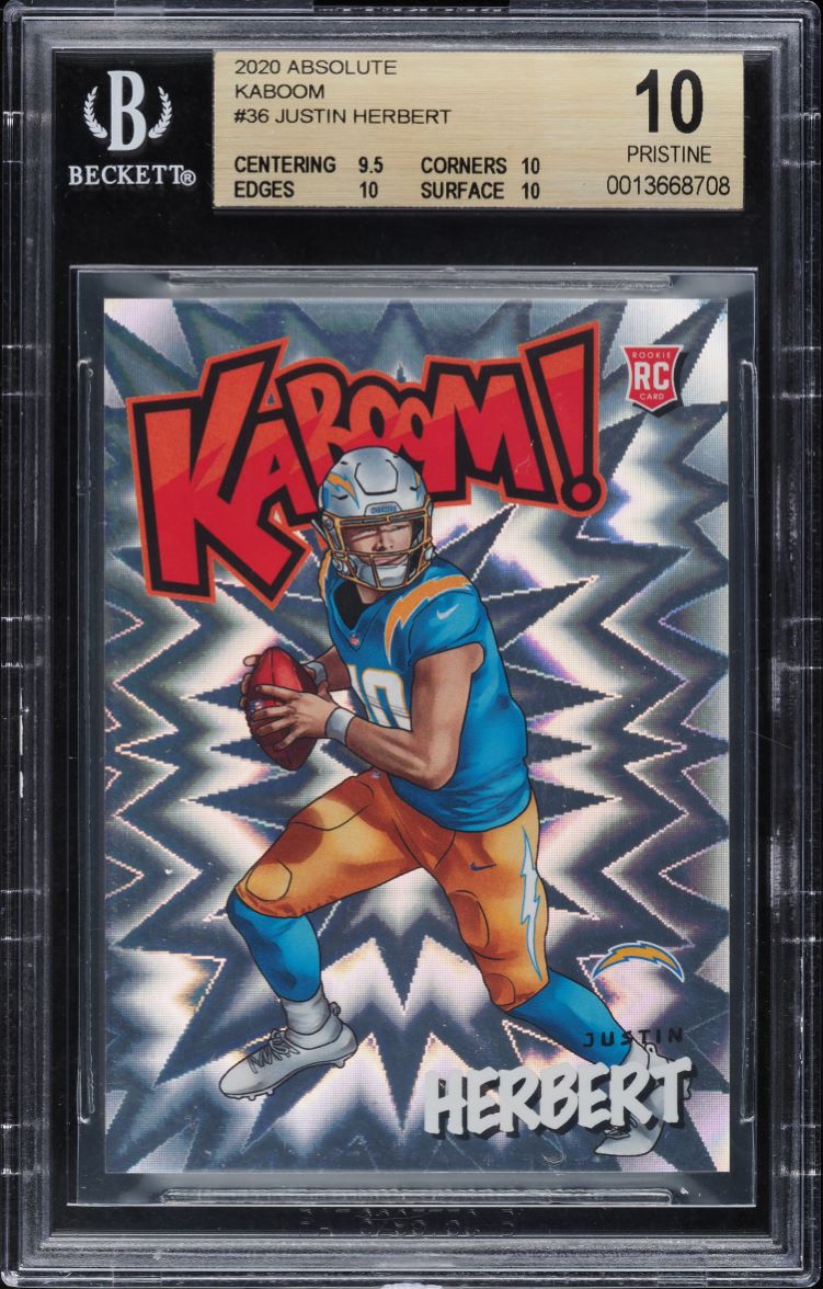 2020 Absolute Kaboom! Justin Herbert ROOKIE #36 BGS 10 PRISTINE