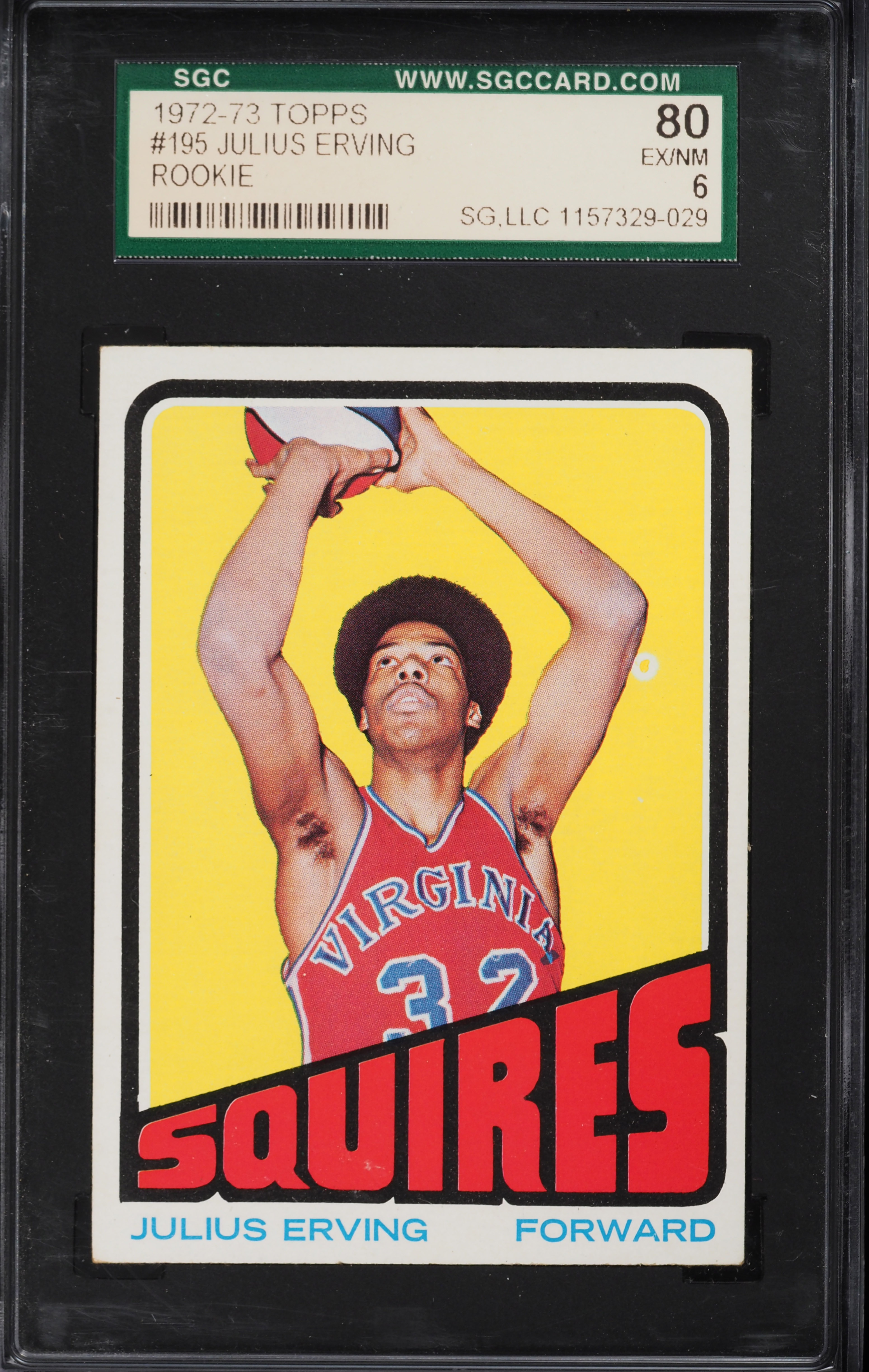 1972 Topps Basketball Julius Erving ROOKIE #195 SGC 6 EXMT on