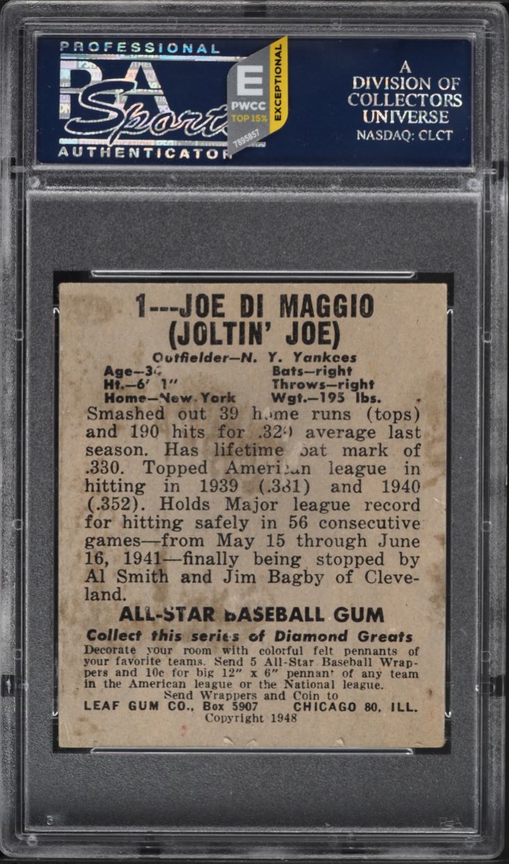 1948 Leaf Joe DiMaggio #1 PSA 3 VG (PWCC-E)