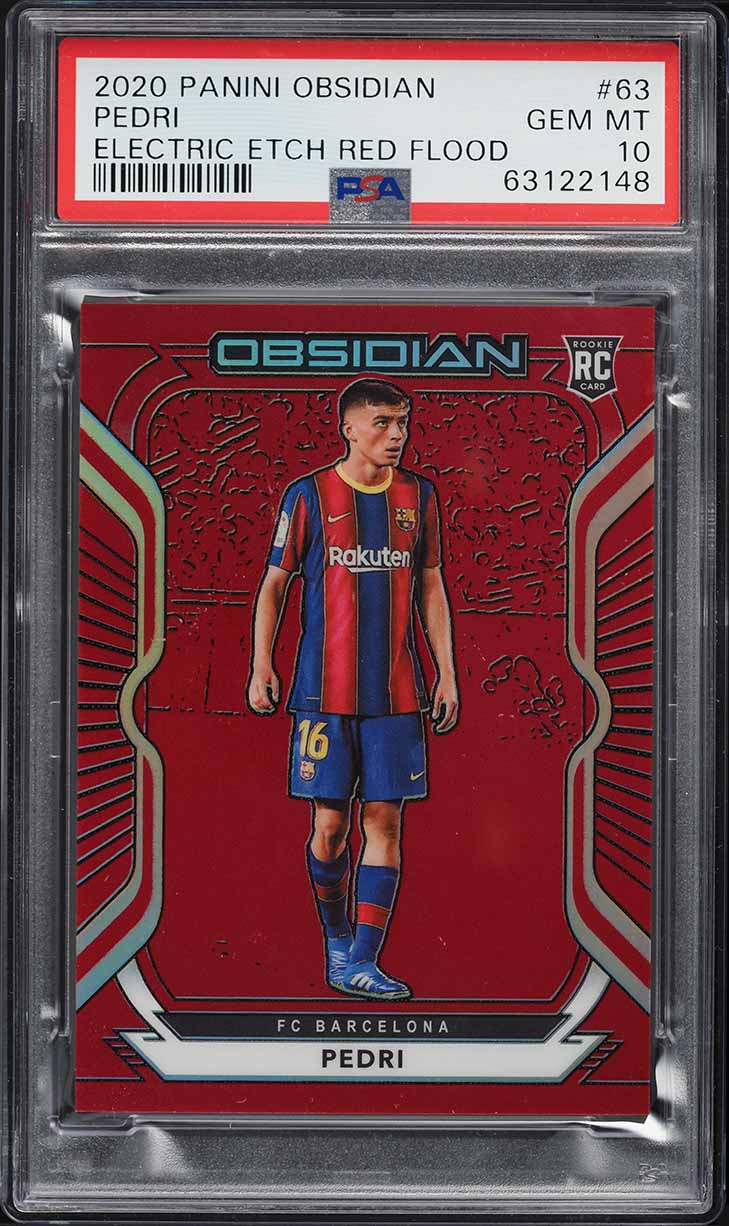 2020 Panini Obsidian Electric Etch Red Flood Pedri ROOKIE /28 #63