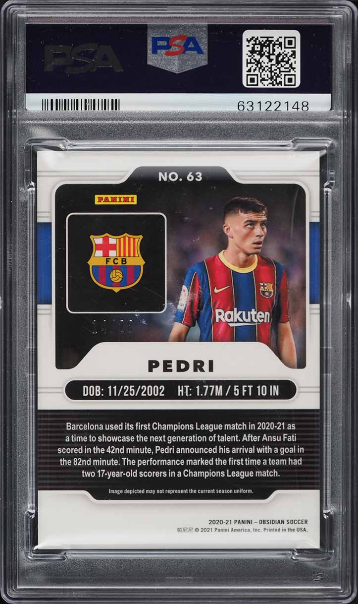 2020 Panini Obsidian Electric Etch Red Flood Pedri ROOKIE /28 #63