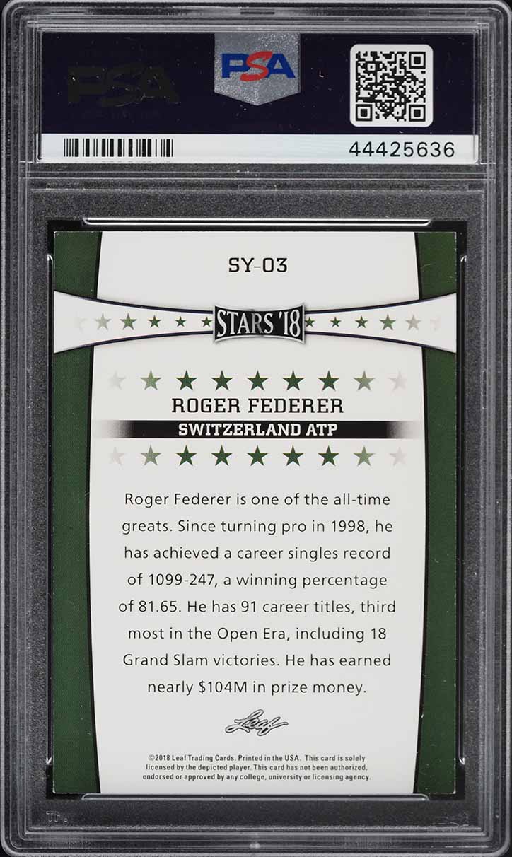 2018 Leaf Special Release Stars Year Gold Roger Federer /25 #SY-03 PSA 7 NRMT