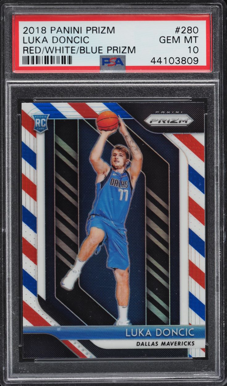 2018 Panini Prizm Red White Blue Prizms Luka Doncic ROOKIE #280 PSA 10 GEM MINT