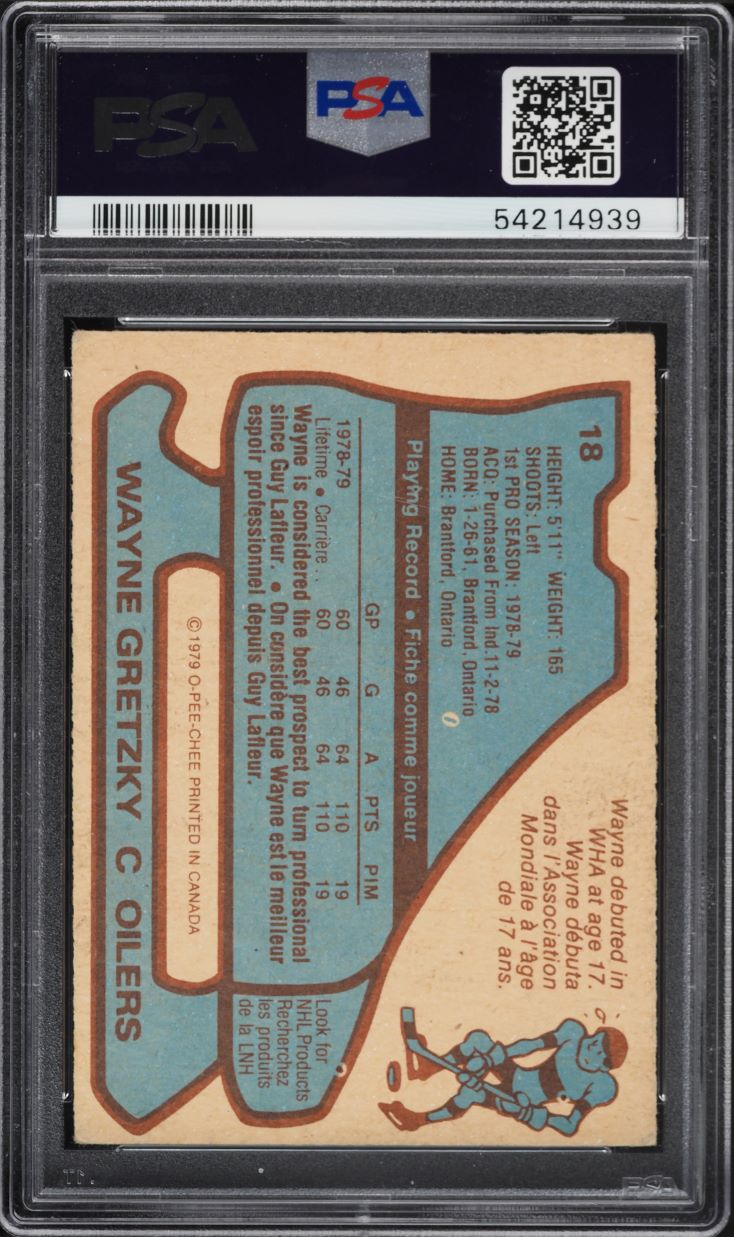 1979 O-Pee-Chee Hockey Wayne Gretzky ROOKIE #18 PSA 4 VGEX