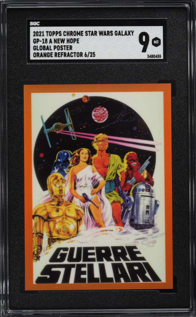 2021 Topps Chrome Star Wars Galaxy Orange Refractor A New Hope /25 #GP-18  SGC 9 on Fanatics Collect, image size:777x1259